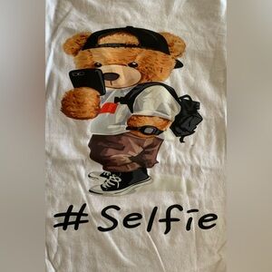 NWOT Teddy Bear Cute #Selfie White Women’s Medium or Adult XL T-Shirt